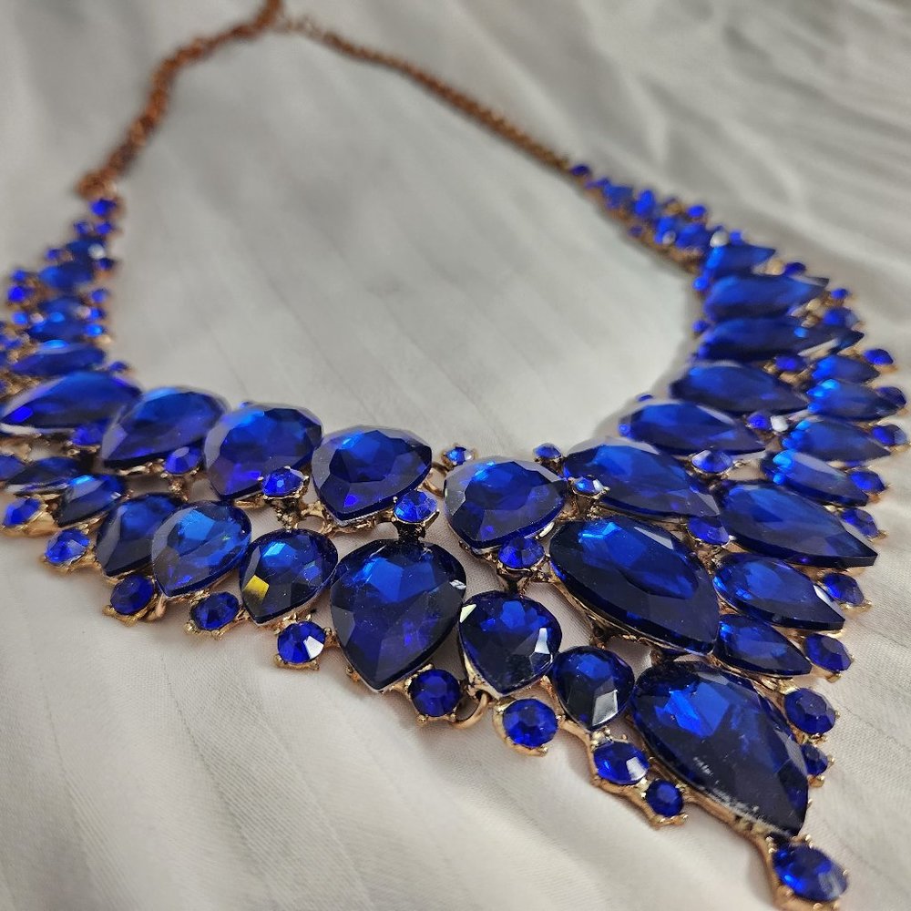 Faux Blue Sapphire Gold necklace Burning Man approved - Picture 3 of 5